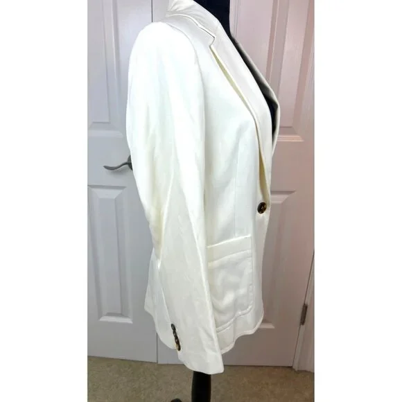 Reiss Women's Ember Cream Off White Tailored Single Breasted One Button Blazer 6 - Picture 12 of 16